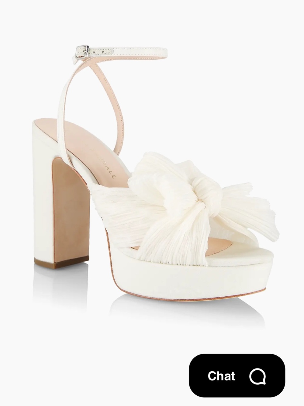 Loeffler Randall Natalia Pleated Bow Platform Sandals White Size 8.5 Wedding